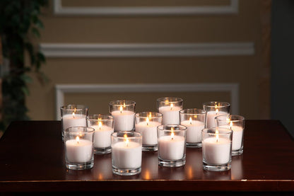 48-Pack Clear Glass Votive Candles – 10–12 Hour Long Burn, Unscented, Ivory, Bulk Set for Weddings, Events & Table Centerpieces – Hosley