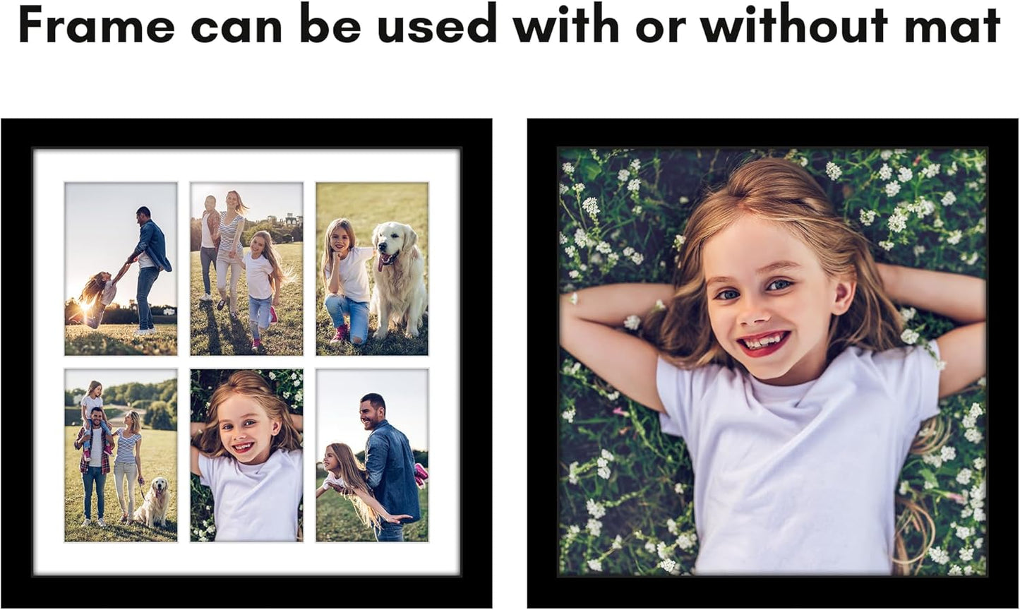 Americanflat 4x6 Collage Picture Frame with Shatter-Resistant Glass - Fits Five 4x6 Photos or Use as One 11x14 Picture Frame - Signature Collection - Collage Frames for Wall Display - Black