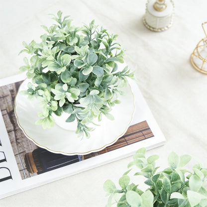 4pcs Fake Small Plants, Artificial Greenery Potted Plant for Home Office Decor, Small Faux Gray Grass Eucalyptus for Bathroom Plants Decoration, Mini Plant Potted Table Shelf Decoration