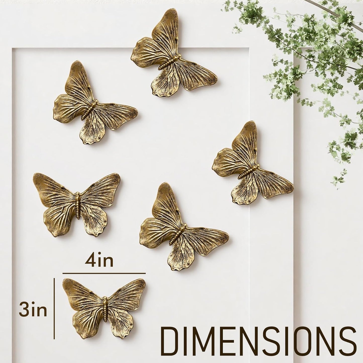 GUSFREUD 3D Butterfly Wall Decor Set – Resin Wall Decorations for Living Room, Bedroom, Garden, Yard, Outdoor and Gallery Walls - Antique Copper - Set of 3