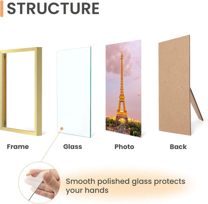 upsimples 5x7 Picture Frame Set of 3, Made of High Definition Glass for 5 x 7 Black Frames, Wall and Tabletop Display Thin Border Photo Frame for Home Décor