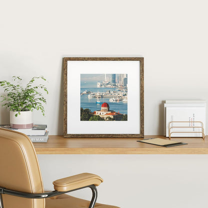 12x12 Picture Frame Set of 9, Display Pictures 8x8 with Mat or 12x12 without Mat, Multi Collage Gallery Square Photo Frames for Wall or Tabletop, Black