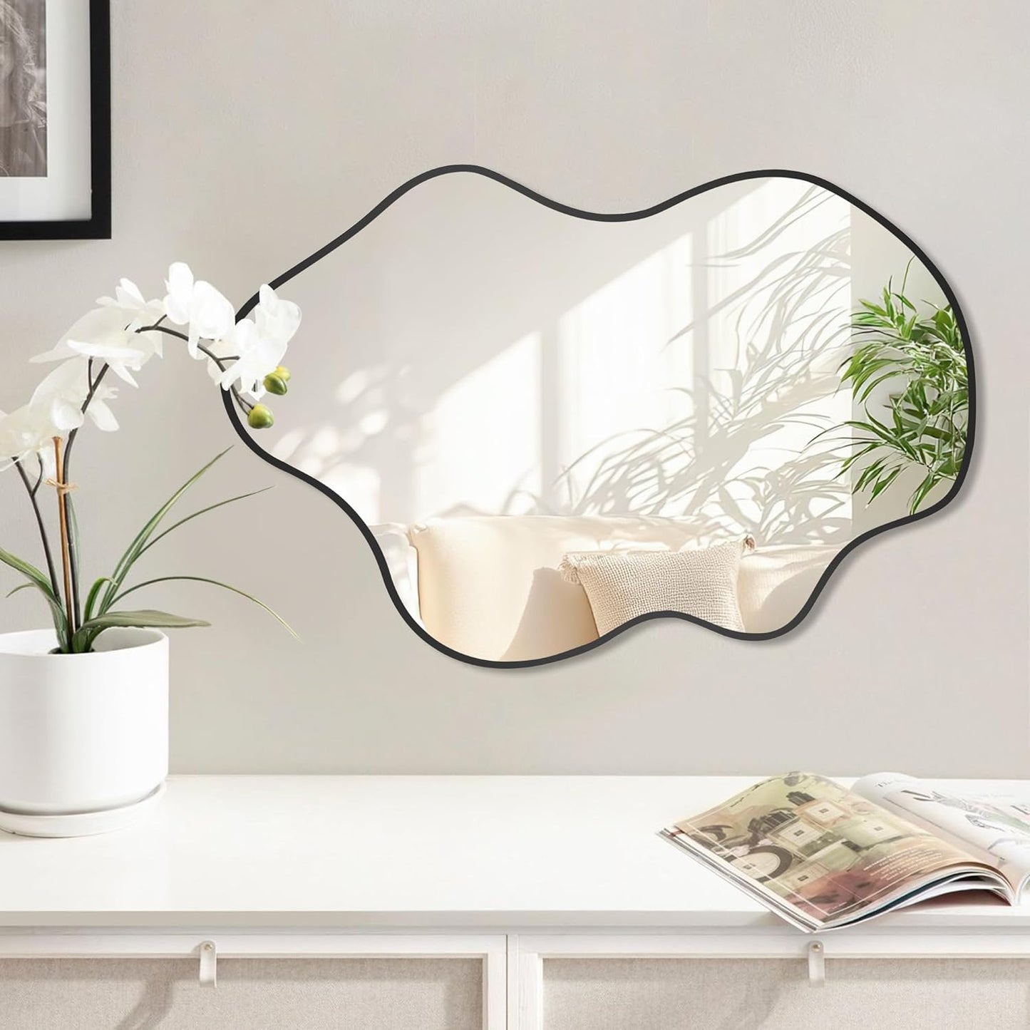 White Round Mirror 30 Inch, Circle Wall Mirrors for Bathroom, Bedroom Living Room or Entryway