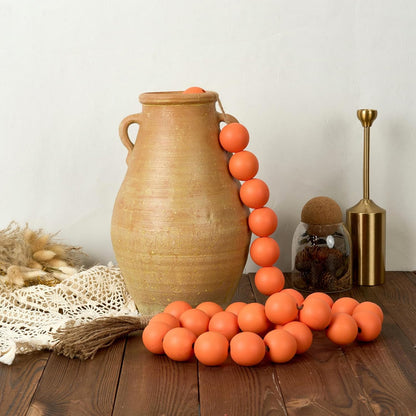 OMISHE Extra Large Wood Bead Garland with 1.6" Diameter Wooden Beads and Tassels, 41" Long Rustic Farmhouse Country Decorative Beads for Home Tiered Tray Decor, Natural Beige