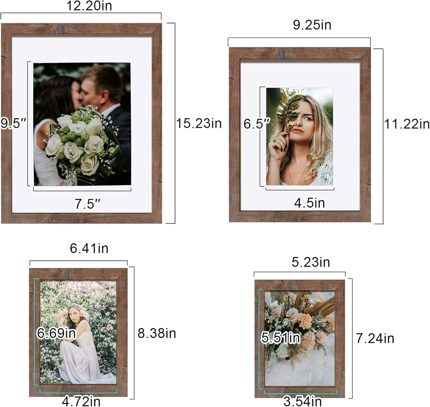 SESEAT Picture Frames Collage, Gallery Wall Frame Set with 11x14 8x10 5x7 4x6 Frames in 3 Different Finishes, Set of 10