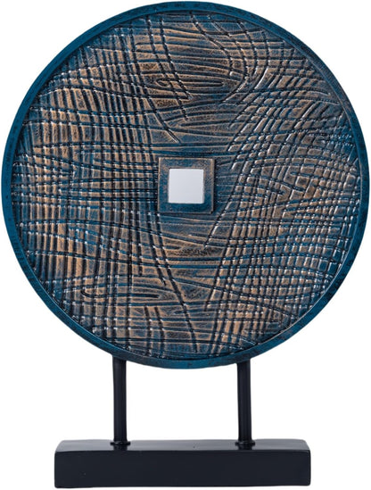 Unique Round Coin Sculpture Decorative Objects for Shelf Home Decor Accents, Modern Abstract Tabletop Decor Items for Living Room Fireplace Mantel, Above Cabinet (Black)