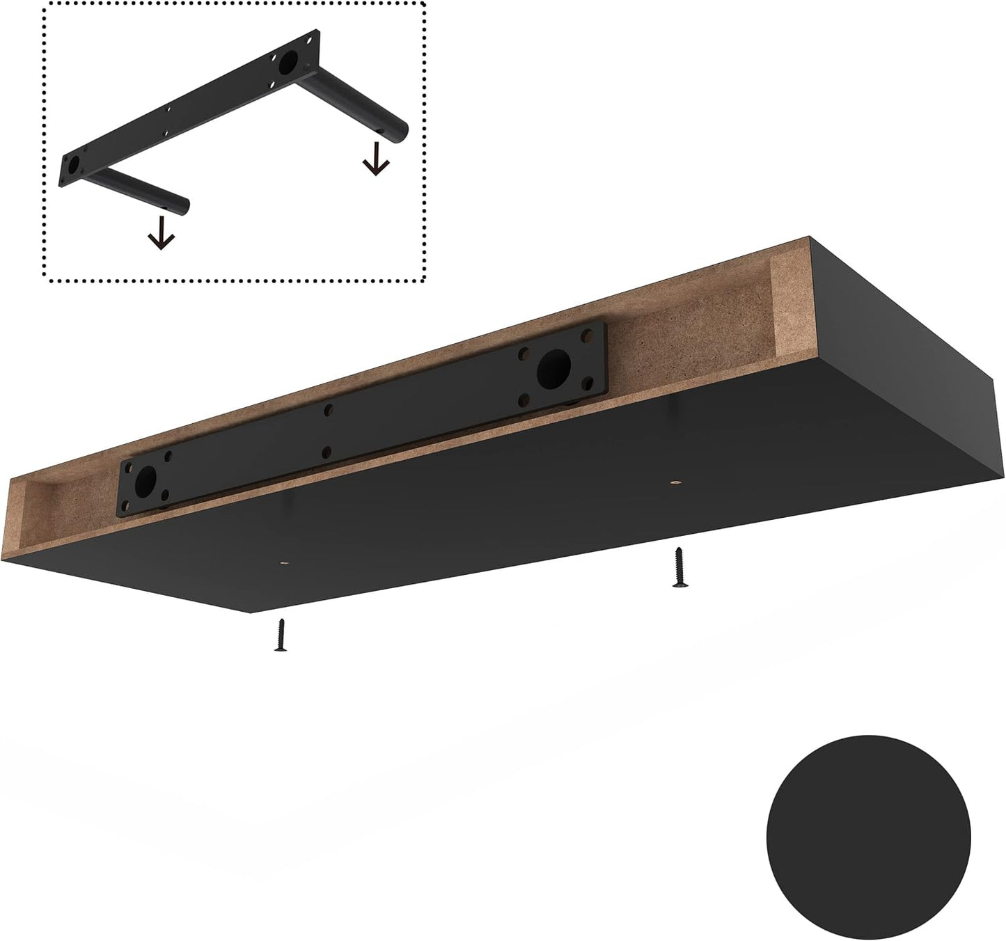 Ballucci Floating Shelves for Wall, 48" Wood Wall Shelf Set of 2, with Invisible Brackets for Bathroom, Living Room, Bedroom, Kitchen, Nursery, 8" Deep, Black