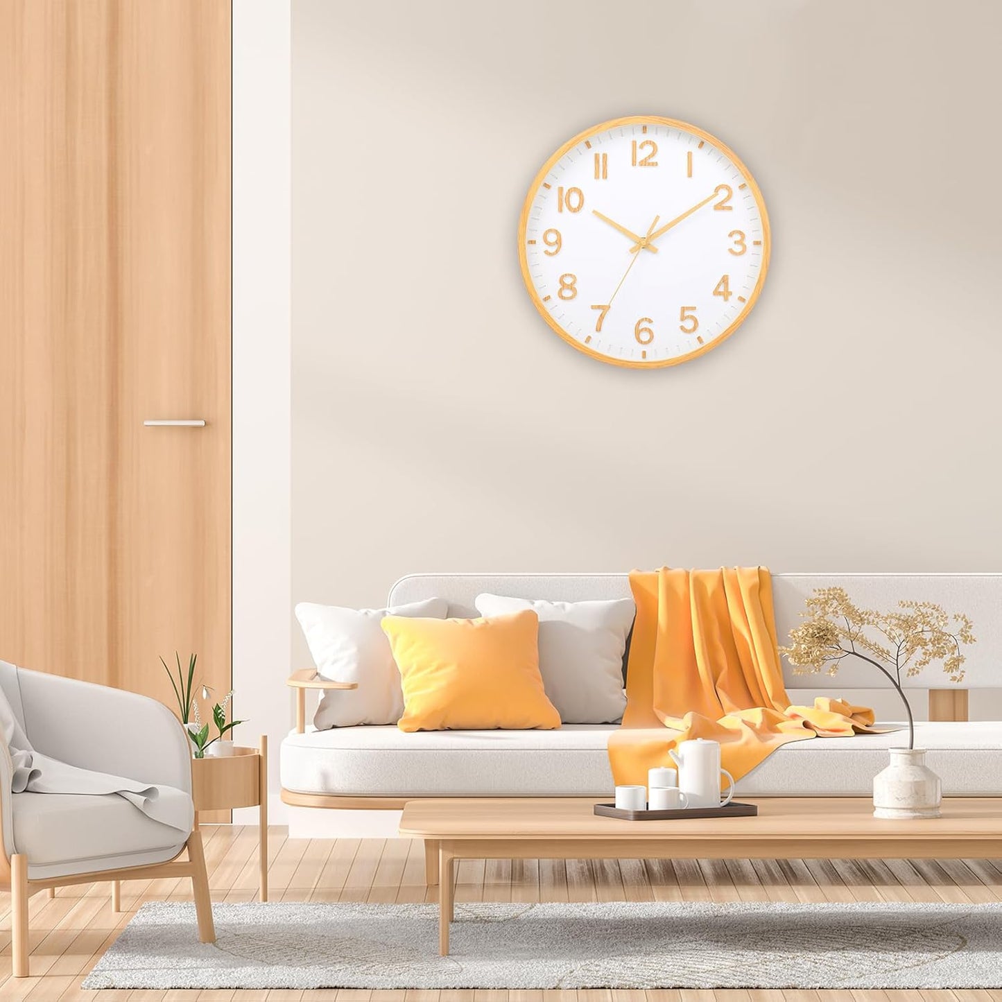 Wall Clocks Battery Operated 8 inch Modern Wall Clock,Silent Non Ticking Wall Clock for Living Room Bedroom Kitchen Office Classroom Decor (Green White)