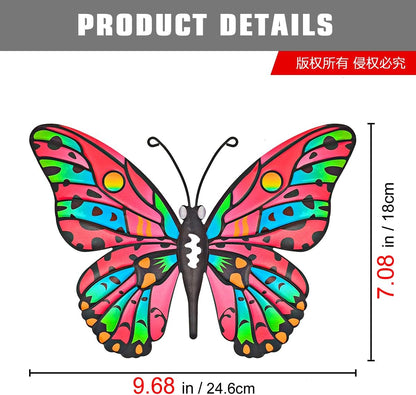 Metal Butterfly Wall Decor - 9.6" Outdoor Fence Wall Art Decor, Hanging Decoration for Garden Yard Living Room Bedroom Patio Balcony(4 Pack)