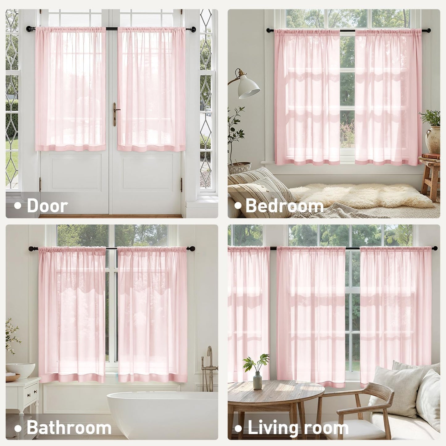 MIULEE White Sheer Curtains 84 Inches Long, 4 Panels Set, Light Filtering Rod Pocket Voile Drapes for Living Room and Bedroom, Airy Soft Fabric Window Treatments, 42 x 84 Inches