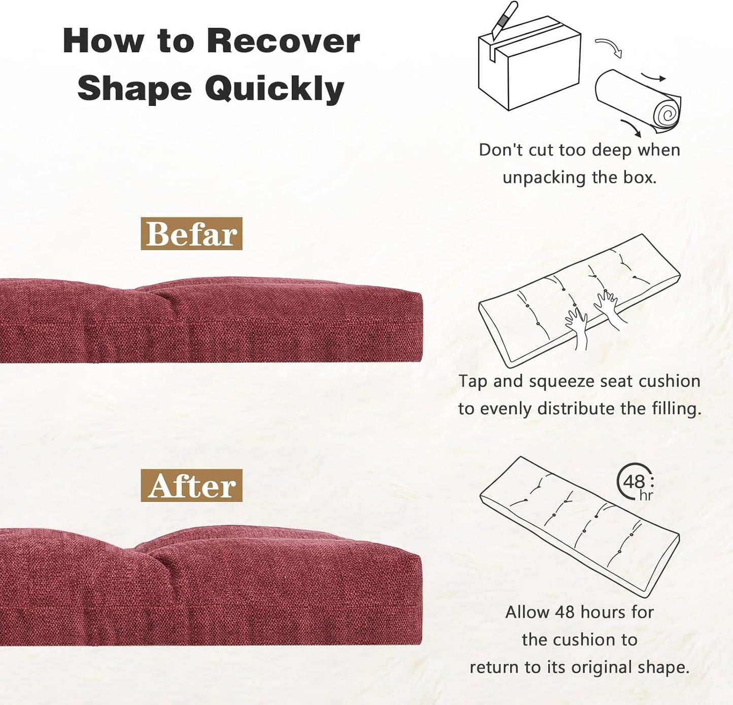 baibu 36 Inch Memory Foam Bench Cushion, Dual-Layer Patent Design Non-Slip Indoor Bench Cushion with Ties, 36x15x3Inch, Beige