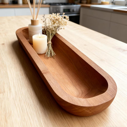 16“ Long Wood Dough Bowl 16 x 5 x 2in Hand Carved Wooden Dough Bowls for Decor Wood Dough Bowls Decorative Wooden Dough Fruits Bowl for Table Centerpiece Lightweight