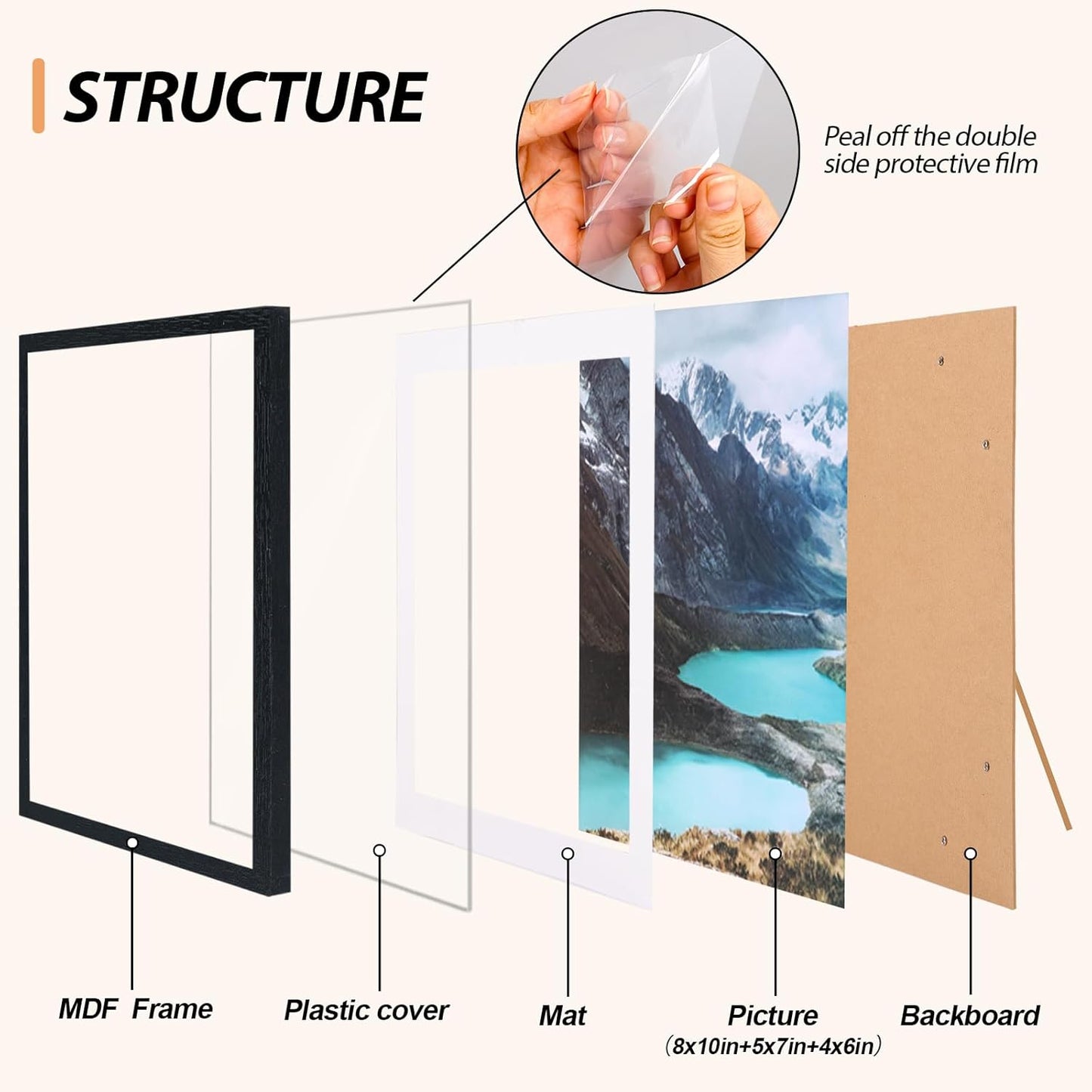 Fixwal Picture Frames Set, Gallery Wall Frame Set Picture Frames Collage 15 Pack for Wall or Tabletop with 8x10 5x7 4x6 Frames, Soft Earth Tones