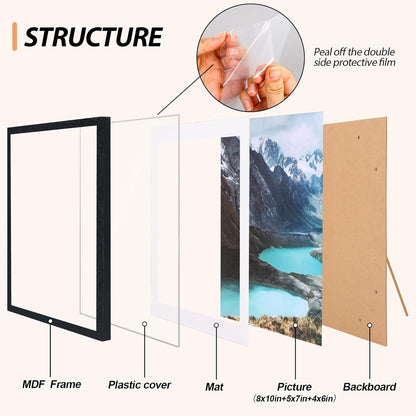 Fixwal Picture Frames Set, Gallery Wall Frame Set Picture Frames Collage 15 Pack for Wall or Tabletop with 8x10 5x7 4x6 Frames, Soft Earth Tones