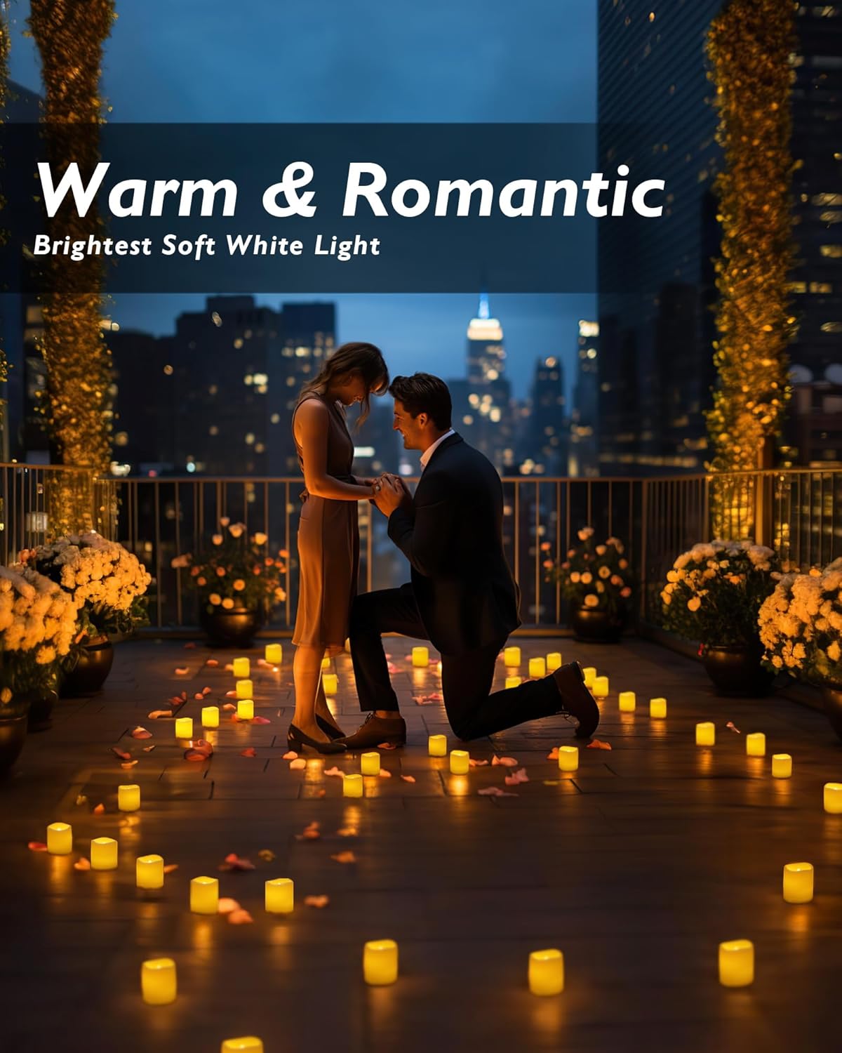 Homemory 24Pack Flickering Flameless Votive Candles,200+Hour Electric Fake Candles,Battery Operated LED Tealight for Wedding,Outdoor,Table,Halloween,Christmas Decor(Warm White,Battery Included)