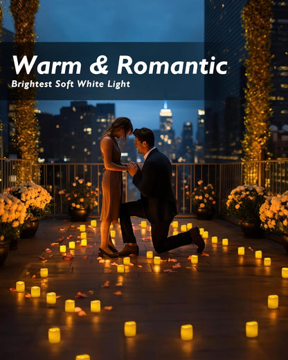 Homemory 24Pack Flickering Flameless Votive Candles,200+Hour Electric Fake Candles,Battery Operated LED Tealight for Wedding,Outdoor,Table,Halloween,Christmas Decor(Warm White,Battery Included)