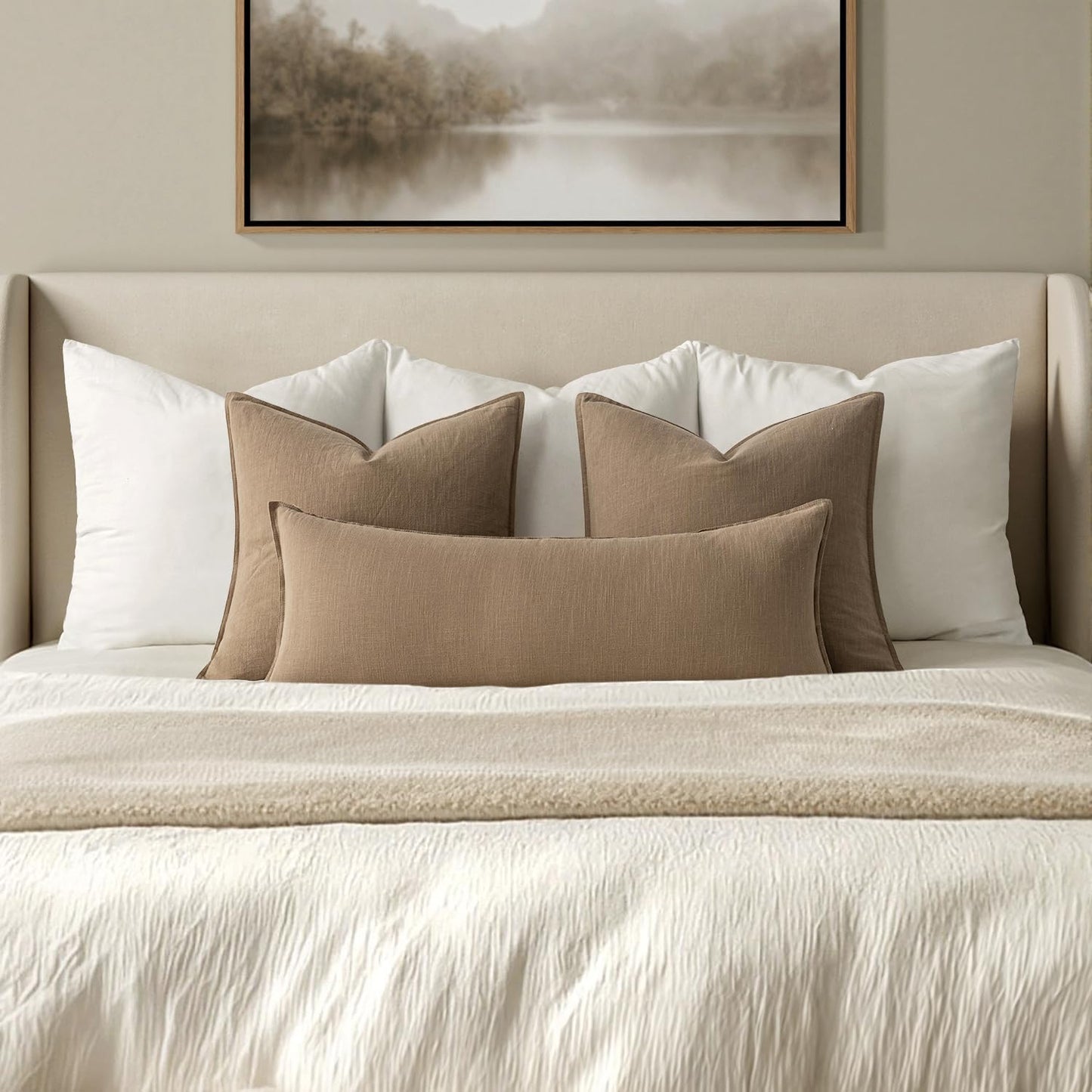 MIULEE Decorative Long Lumbar Throw Pillow Cover for Bed 14x36 Natural Beige Boho Farmhouse Neutral Couch Pillowcase Pack of 1 Accent Modern Sofa Cushion Livingroom Home Decor (Covers Only)