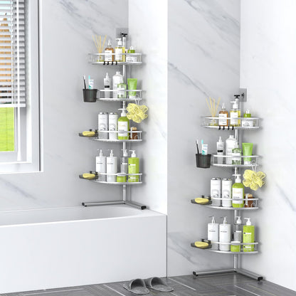 Aitatty Corner Shower Caddy Standing: 4-tier Rustproof Shower Organizer Shelf - Floor Shower Corner Shelf Rack Stand for Bathroom Black