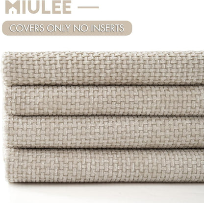 MIULEE Pack of 4 Couch Throw Pillow Covers 18x18 Inch Neutral Soft Decorative Chenille Pillow Covers Farmhouse Boho Cushion Covers for Mid Century Modern Spring Home Decor Sofa Bedroom Living Room