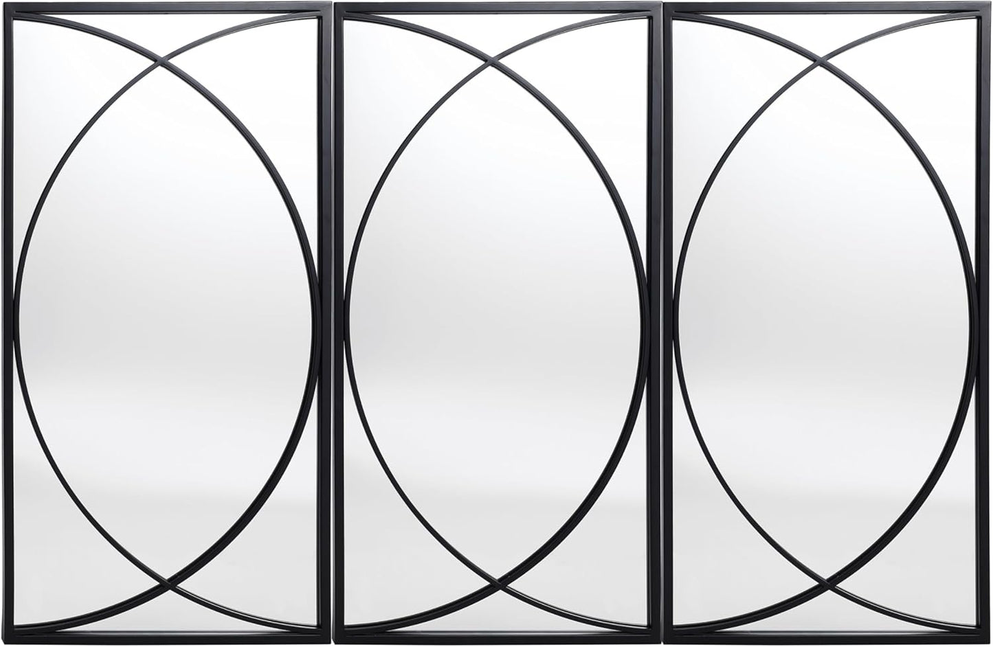 LuxenHome 3 Pieces Black Metal Rectangular Wall Mirror Set Large Vanity Mirror for Bedroom, Black Accent Metal Entryway Wall Mirror, Wall Mounted Mirror Living Room Wall Decor