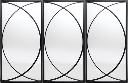LuxenHome 3 Pieces Black Metal Rectangular Wall Mirror Set Large Vanity Mirror for Bedroom, Black Accent Metal Entryway Wall Mirror, Wall Mounted Mirror Living Room Wall Decor