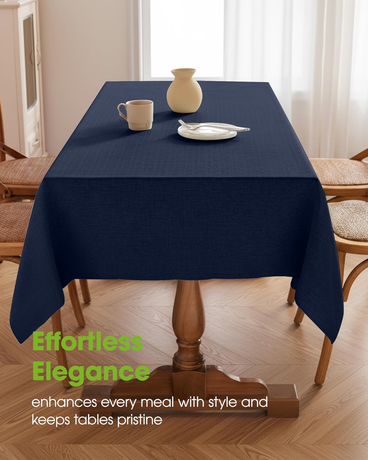 Pureegg Rectangle Linen Tablecloth Waterproof & Stain Resistant, Wrinkle-Free Table Cloth Adds Elegance and Protection, Ideal for Dining, Party, Wedding and Outdoor, 52 x 70 Inch, Sage Green