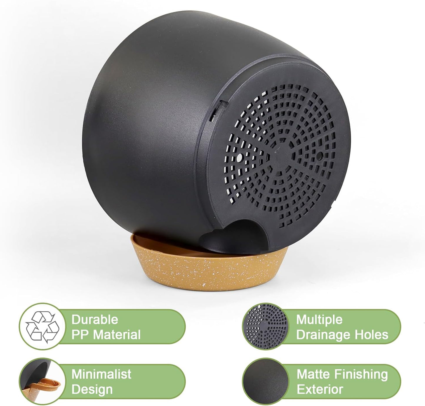 WSMKSZ 10/9/8 inch Self Watering Pots, Planter, Plant Pots with Mesh Drainage Holes for Indoor Outdoor Garden Plants, Plastic Flower Pots with Deep Reservoir for House Plants, Green with Brown