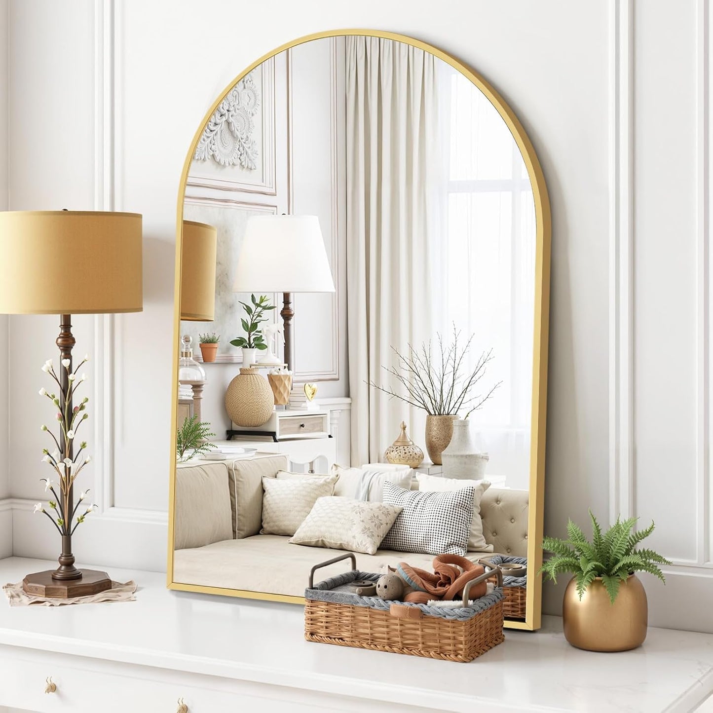 Round Wall Mirror 30 Inch Gold Vanity Mirror with Metal Frame, Modern Circle for Bathroom, Entryway, Bedroom, Living Room, Wall Mounted Decorative Mirrors