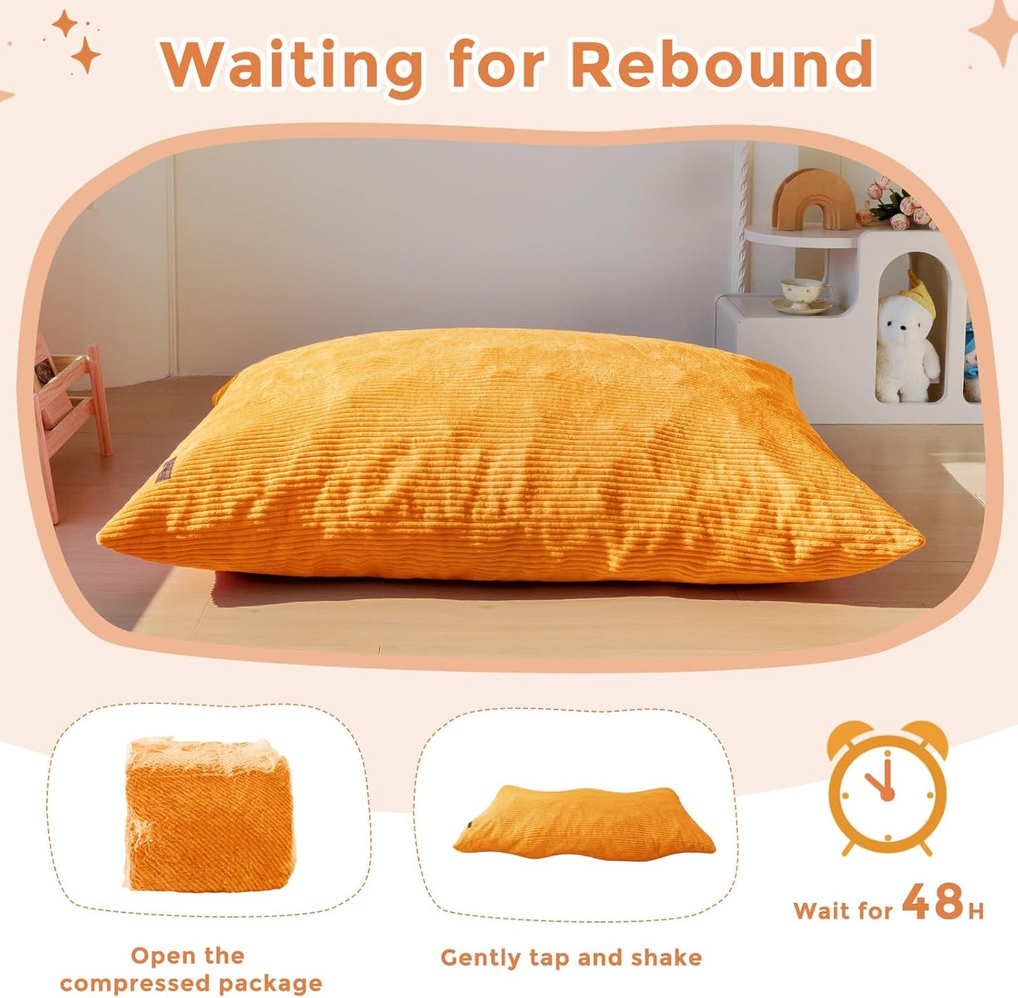 MAXYOYO 3 in 1 Kids Bean Bag Chair Couch, Convertible Chair Folds from Bean Bag to Lounger, Child Floor Sofa for Gaming, Reading, Floor Mattress with High-Density Foam Filling