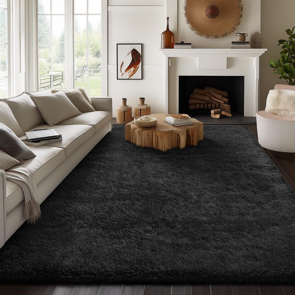 Ophanie Round Rugs 5Ft Ivory Circle Area Rug, Nursery Room Decor, Christmas Aesthetic Bedroom Home Circular Carpet 5 Foot, Fluffy Fuzzy Shag Plush Cream Living Room Rugs for Kids Boys Girls Teen Baby