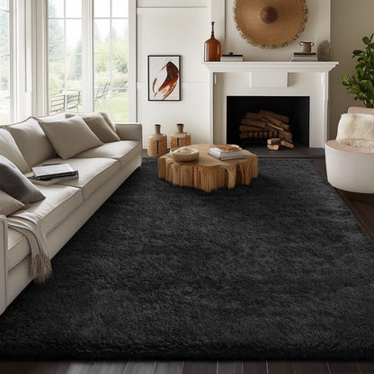 Ophanie Round Rugs 5Ft Ivory Circle Area Rug, Nursery Room Decor, Christmas Aesthetic Bedroom Home Circular Carpet 5 Foot, Fluffy Fuzzy Shag Plush Cream Living Room Rugs for Kids Boys Girls Teen Baby
