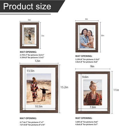 Egofine Picture Frame Set 12 Pack, Picture Frames Collage Wall Decor with Two 11x14, Two 8x10, Four 5x7, Four 4x6 for Wall and Tabletop, Made of Solid Wood, Covered by Plexiglass, Natural Wood