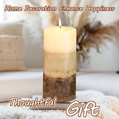Pillar Candles Vanilla Cupcake Scented Immeiscent Aromatherapy Candle 50+ Hours Clean Burning Long Lasting Mottled Layered Candles for Home Scented SPA Restaurant Set of 3