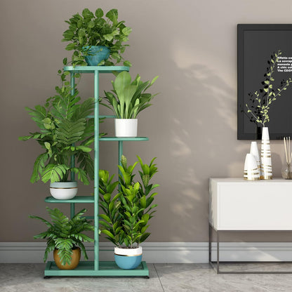 LINZINAR Plant Stand Indoor Outdoor Corner 4 Tier Metal Plant Shelf Patio Plant Rack for Garden Corner Balcony Living Room