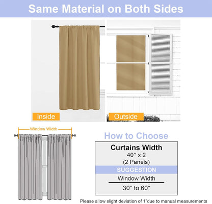 Simplebrand Ava Sage Green Blackout Curtains for Bedroom 63 Inch Length 2 Panels Set, Solid Thermal Insulated Energy Saving Rod Pocket Window Treatment Curtains Blackout Drapes, W40 x L63 Inch, Sage - Colors A