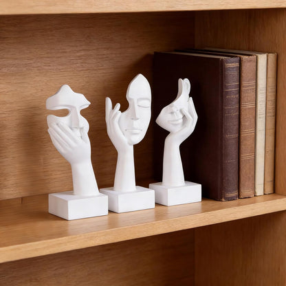 3 Pcs Thinker Small Statue Set - Black Gold Home Decor Abstract Art Figurines for Shelves, Living Room Coffee Table, Office Desktop (3 Pcs Gold, 6")