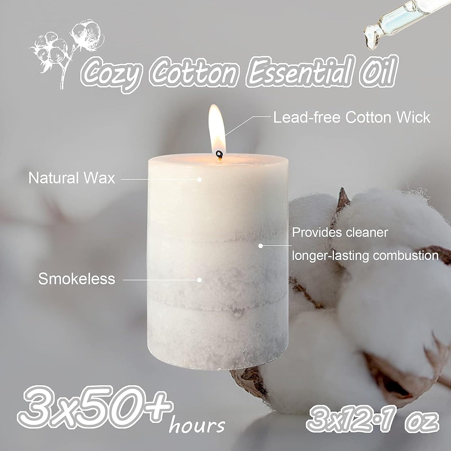 Pillar Candles Vanilla Cupcake Scented Immeiscent Aromatherapy Candle 50+ Hours Clean Burning Long Lasting Mottled Layered Candles for Home Scented SPA Restaurant Set of 3