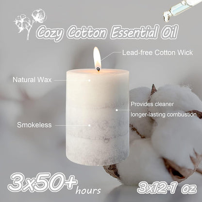 Pillar Candles Vanilla Cupcake Scented Immeiscent Aromatherapy Candle 50+ Hours Clean Burning Long Lasting Mottled Layered Candles for Home Scented SPA Restaurant Set of 3