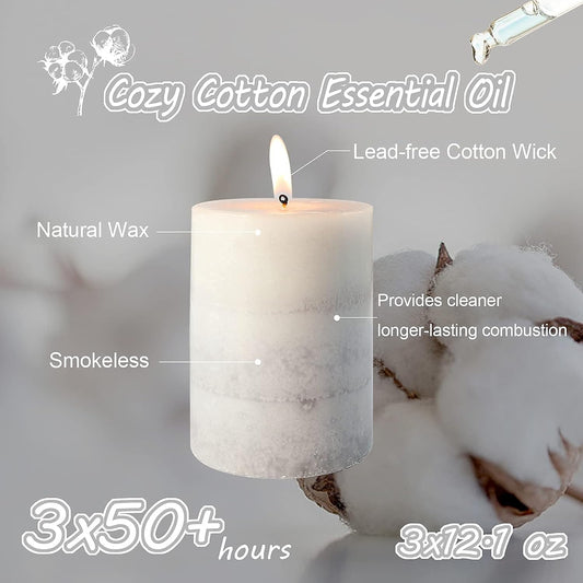Pillar Candles Vanilla Cupcake Scented Immeiscent Aromatherapy Candle 50+ Hours Clean Burning Long Lasting Mottled Layered Candles for Home Scented SPA Restaurant Set of 3