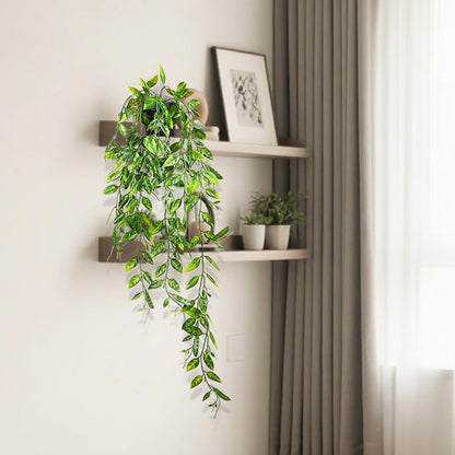 Clearain 1pcs Fake Hanging Plants, Artificial Small Potted Plants, Mini Faux Succulent Plant for Indoor Outdoor Aesthetic Office Living Room Shelf Home Decor (Eucalyptus leaves-1pcs)