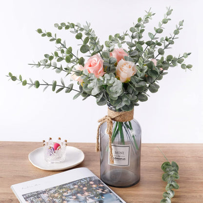 CEWOR 80pcs Artificial Eucalyptus Stems Fake Eucalyptus Leaves Stems Real Touch Leaf Branches for Flower Bouquet Wedding Easter Centerpiece Spring Home Office Decor