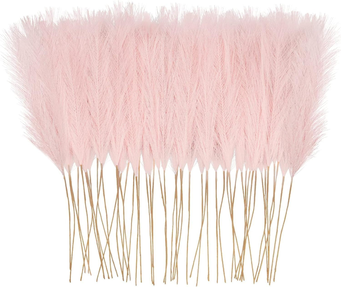 obbsie 50pcs Pink Faux Pampas Grass Decor, 21.6" Short Artificial Floral Branches Vase Filler Flower Arrangement for Home Wedding Boho Outdoor Decor