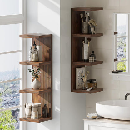 LitaEther Versatile 7 Tier Wall Shelf Unit,White Lack Wall Shelf,Display Floating Shelf with LED Remote Control Light