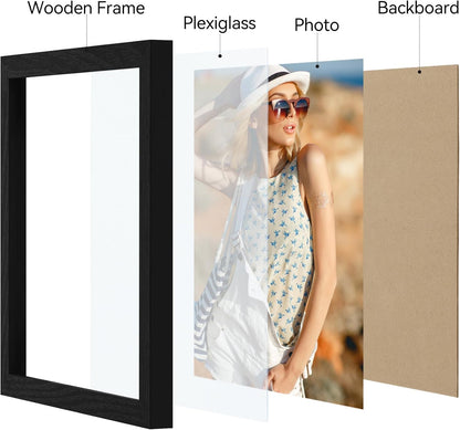 Vittanly 11x14 Picture Frame, Display Pictures 8x10 with Mat or 11x14 without Mat, Photo Frame for Wall Mounting, Black, 1 Pack - Colors A
