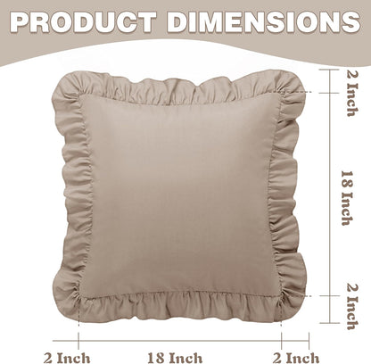 KKJIAF Ruffle Pillow Cases 26x26 Inches, White Square Ruffled Pillow Covers Set of 2, Microfiber Wrinkle Resistant Pillow Shams with Envelope Closure for Sofa Bed Living Room
