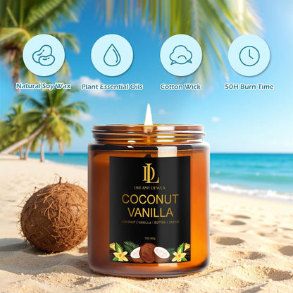 Scented Candles Set, 4 Pack Soy Candles for Home Scented, Candle Gifts for Men Women, Scents of Pineapple Cocktail/Coconut Vanilla/Pink Sands/Bahamian Breeze