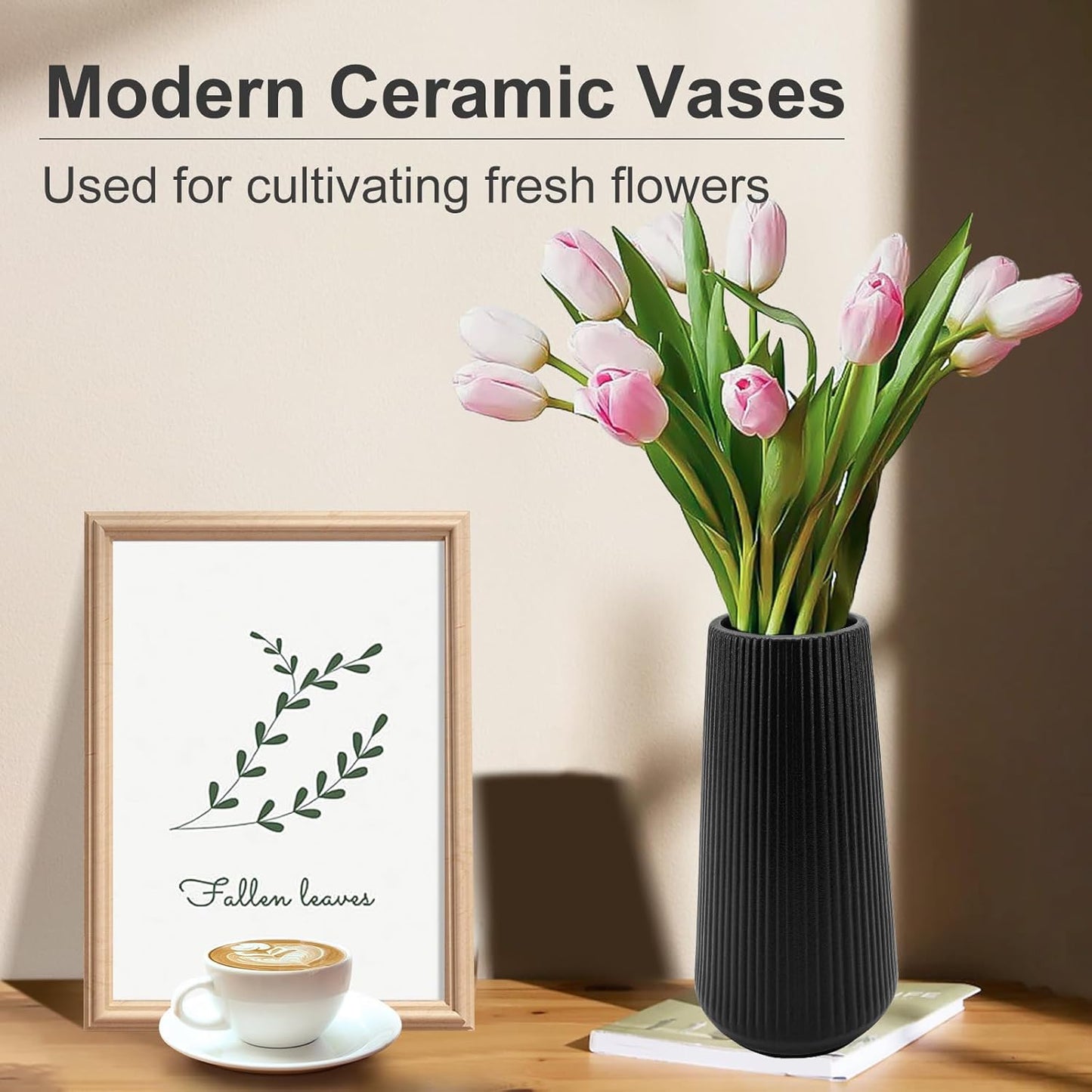 White Ceramic Vase, GUKJOB Small Cute Flower Vase for Pampas Grass, Home, Living Room, Dining Table, Farmhouse, Office Decor, Bedroom, Table, and Kitchen Shelf (White)