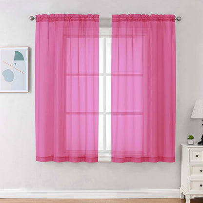 Chyhomenyc Sheer White Valances for Windows 2 Pack, Small Window Curtains for Living Room Bathroom Cafe Laundry Basement, Modern Top Dual Rod Pocket Voile Curtain, 42W x 14L inches, White - Colors A