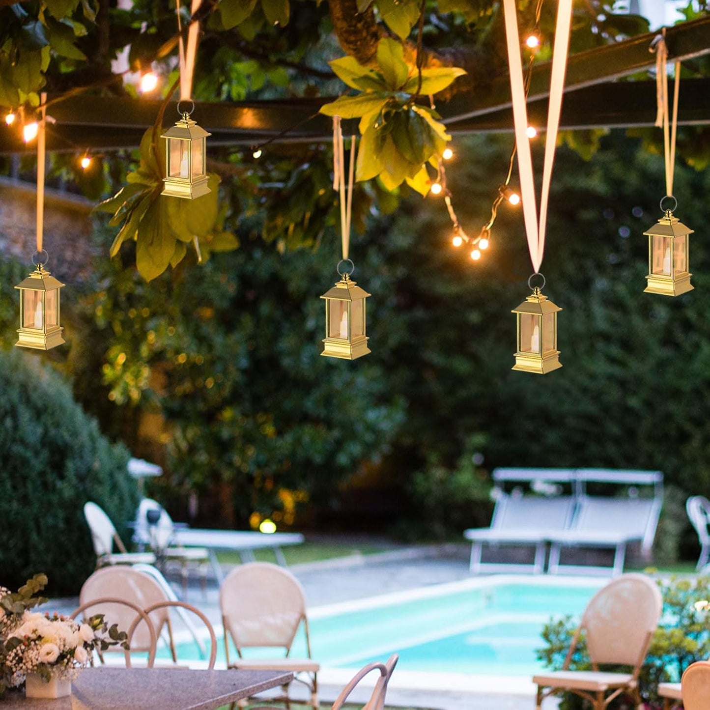 Black Lanterns Decorative Indoor: 24 Pcs Starlight Mini LED Lantern for Centerpiece Table Decorations Halloween Christmas Wedding Party Camping Decor