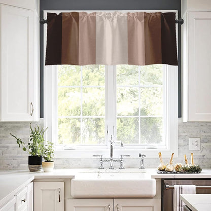 Emvency 2 Pack Dark Grey Valances Window Treatments, Gray Striped Abstract Blackout Drapes Adjustable Curtain for Windows Living Room Kitchen Over Sink, 52x18 Inch Rod Pocket Valances